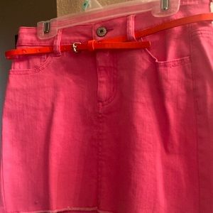 Hot Pink Denim Skirt